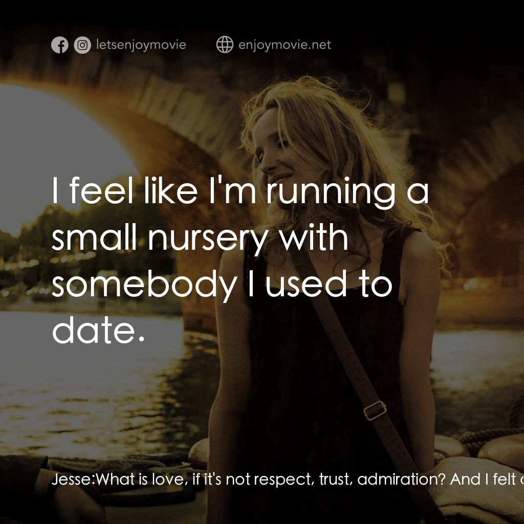 日落巴黎電影對白：Jesse: What is love, if it's not respect, trust, admiration? And I felt all those