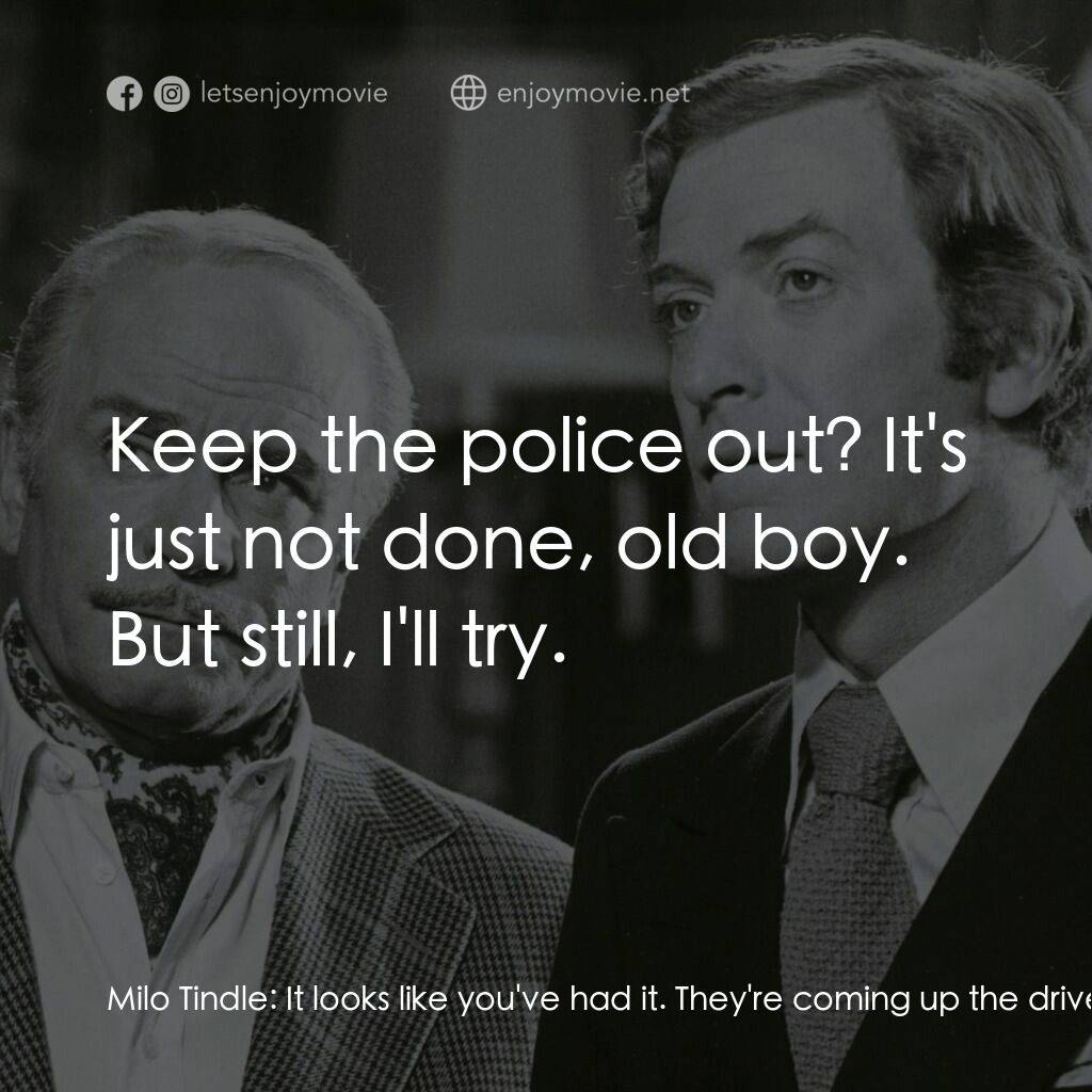 偵探電影對白：Milo Tindle:  It looks like you've had it. They're coming up the drive. Andrew Wy