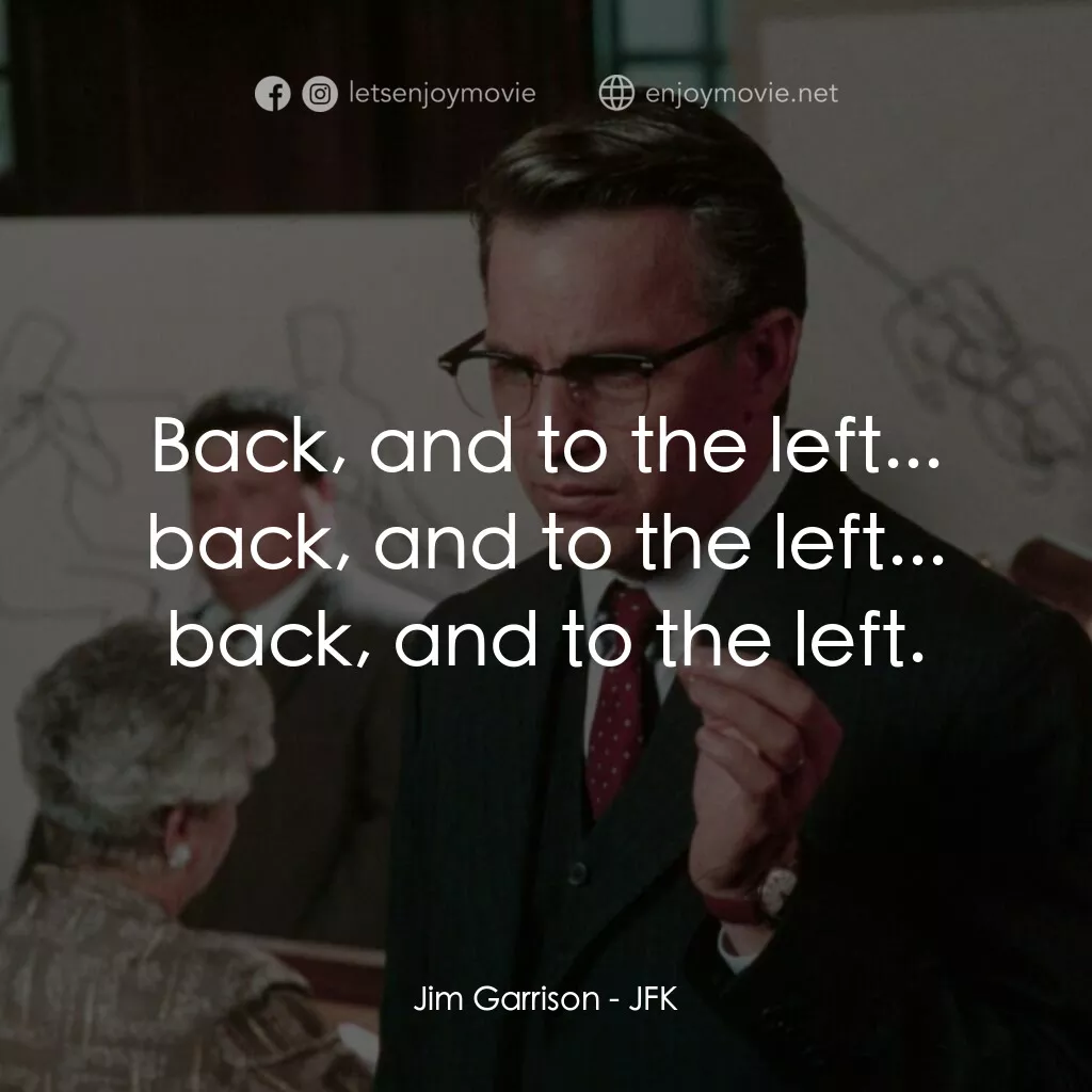 誰殺了甘迺迪電影對白：Jim Garrison:  Back, and to the left... back, and to the left... back, and to the