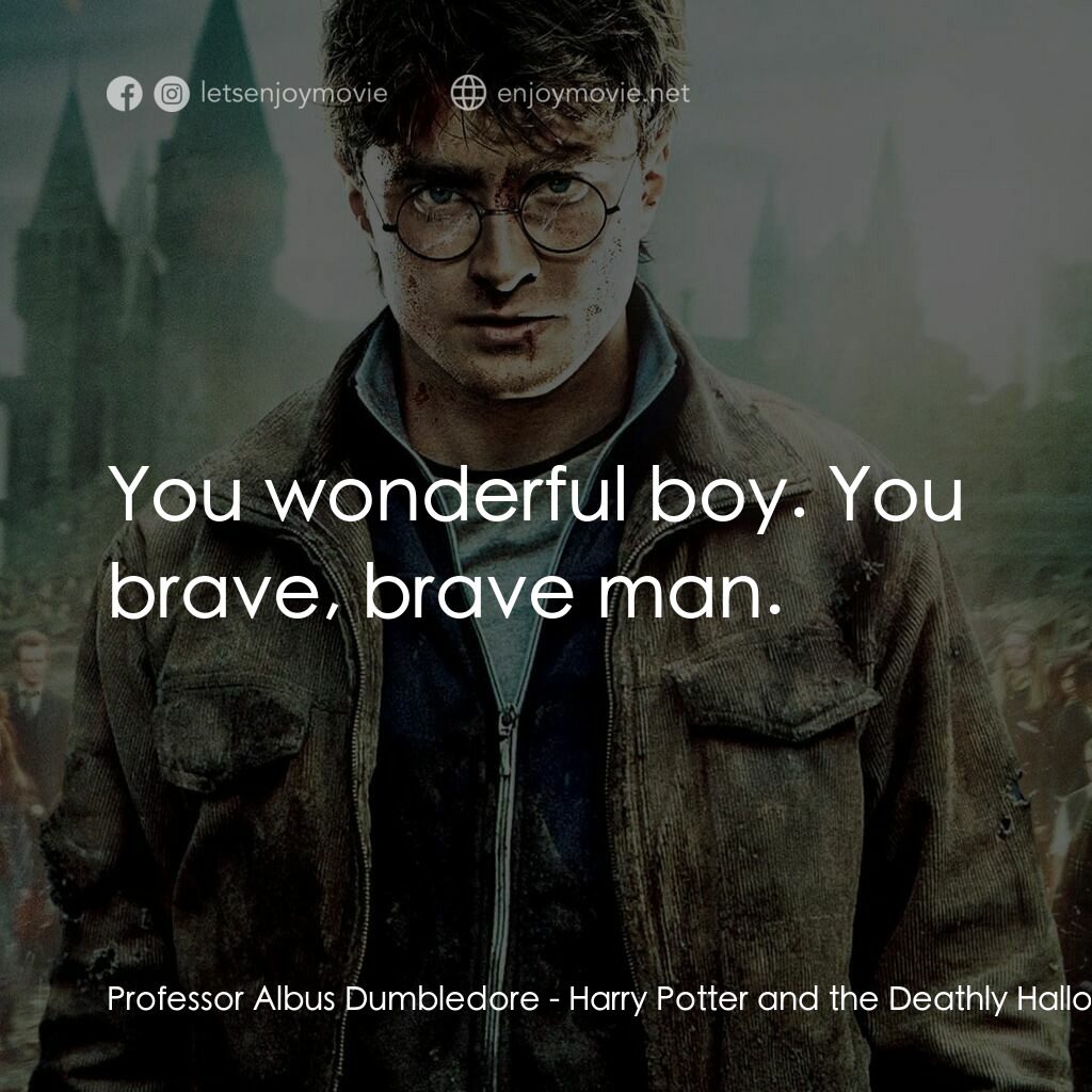 哈利波特：死神的聖物Ⅱ電影對白：Professor Albus Dumbledore:  You wonderful boy. You brave, brave man.