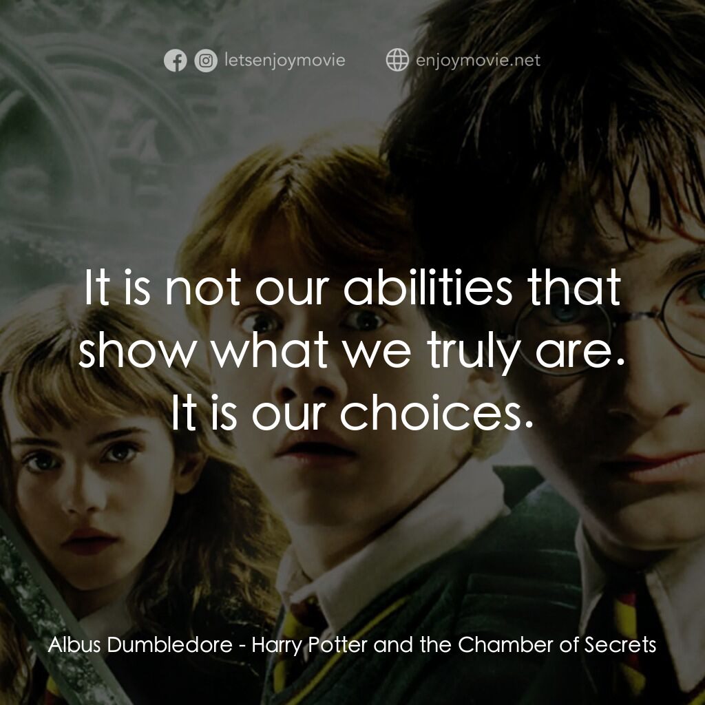 哈利波特：消失的密室電影對白：Albus Dumbledore:  It is not our abilities that show what we truly are. It is our