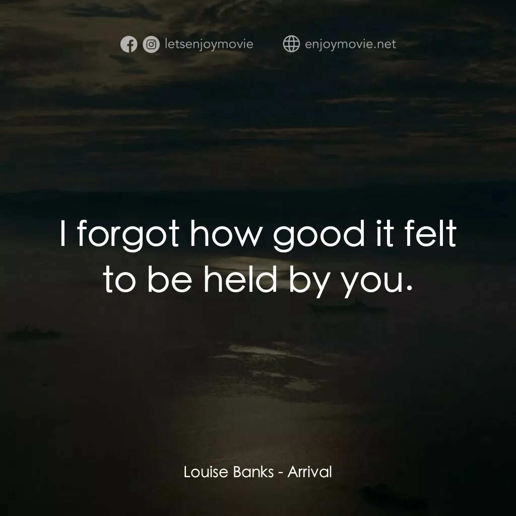 異星入境電影對白：Louise Banks:  I forgot how good it felt to be held by you.