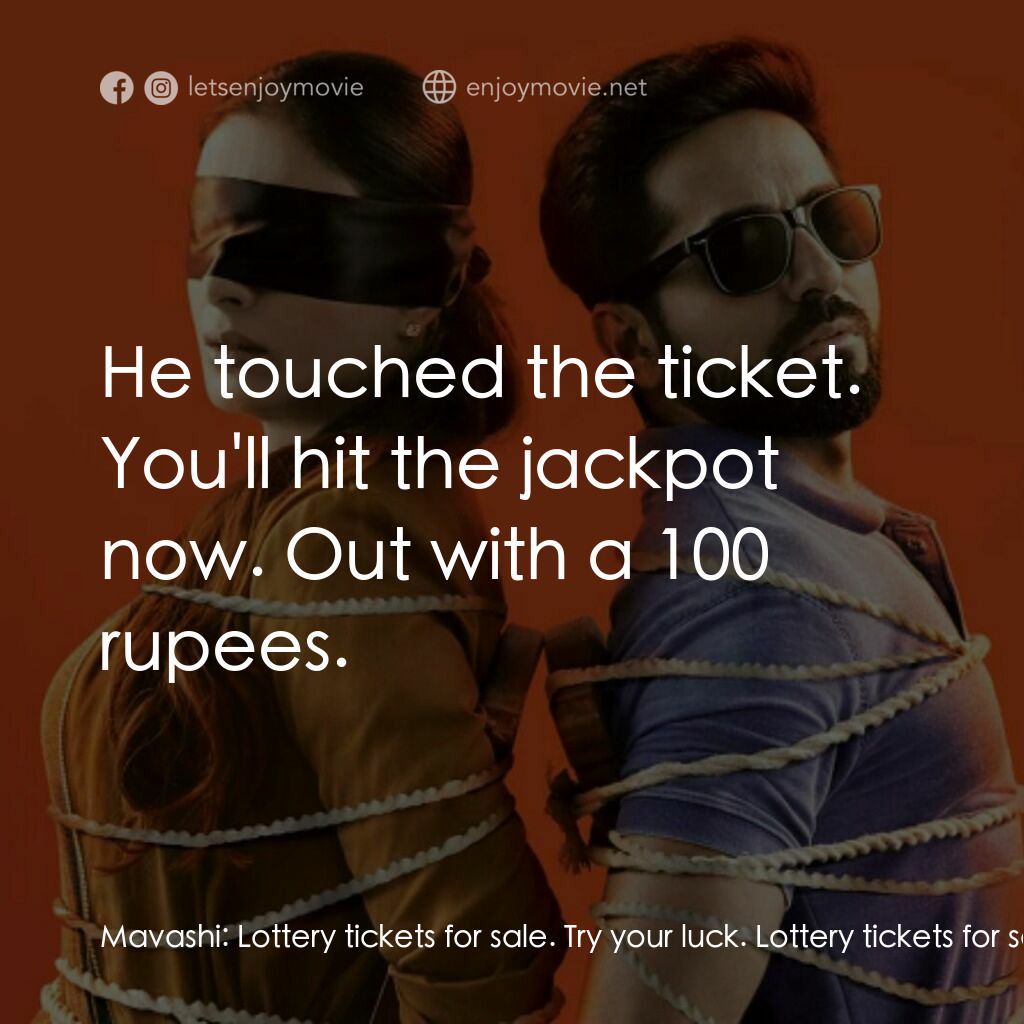 看不見的旋律電影對白：Mavashi:  Lottery tickets for sale. Try your luck. Lottery tickets for sale. Try 