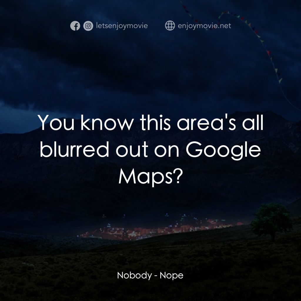 虛無電影對白：Nobody: You know this area's all blurred out on Google Maps?