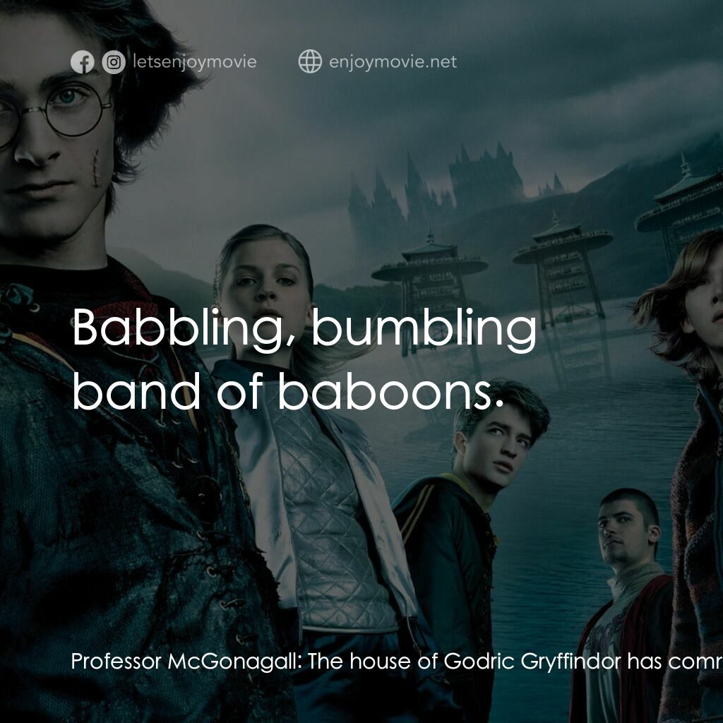 哈利波特：火盃的考驗電影對白：Professor McGonagall:  The house of Godric Gryffindor has commanded the respect o