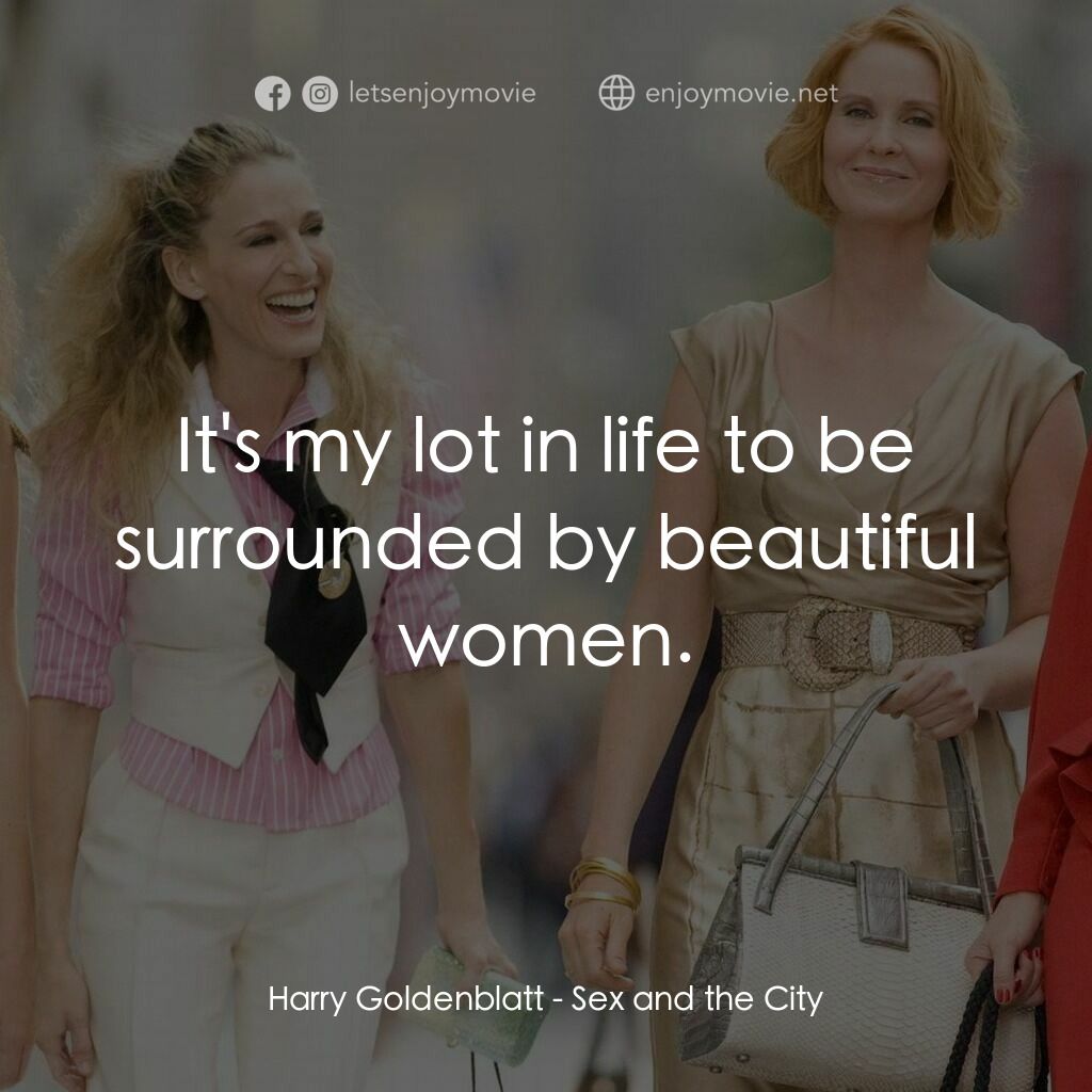 色慾都市電影對白：Harry Goldenblatt:  It's my lot in life to be surrounded by beautiful women.