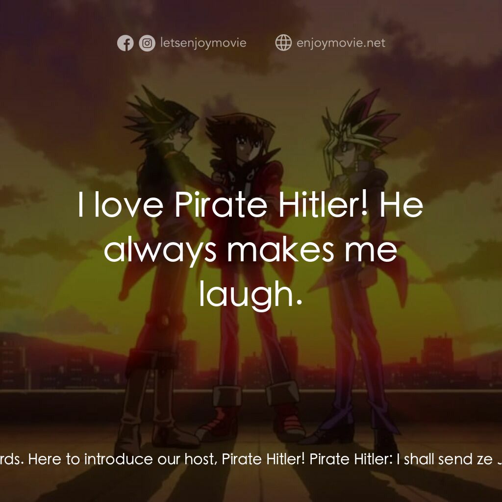 劇場版 遊☆戯☆王 ～超融合！時空を越えた絆～電影對白：Announcer #1:  Welcome everyone, to the grand unveiling of a bunch of lame new tr