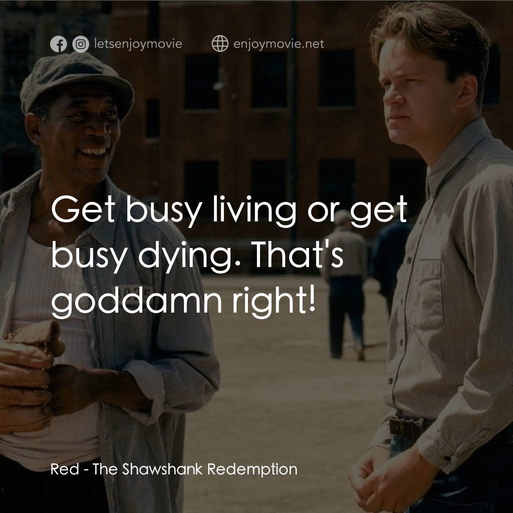 刺激 1995電影對白：Red: Get busy living or get busy dying. That's goddamn right!