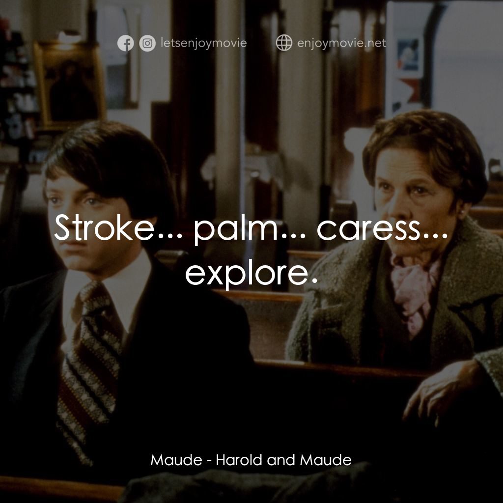 哈洛與茂德電影對白：Maude: Stroke... palm... caress... explore.