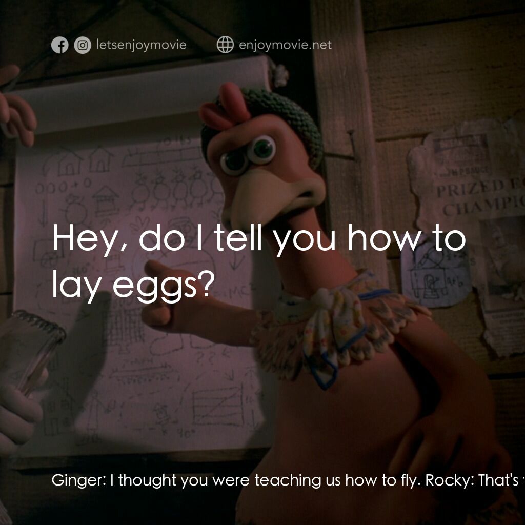 落跑雞!電影對白：Ginger:  I thought you were teaching us how to fly. Rocky:  That's what I'm doing