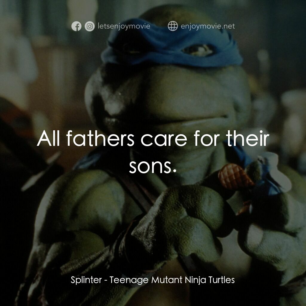 忍者龜電影對白：Splinter:  All fathers care for their sons.
