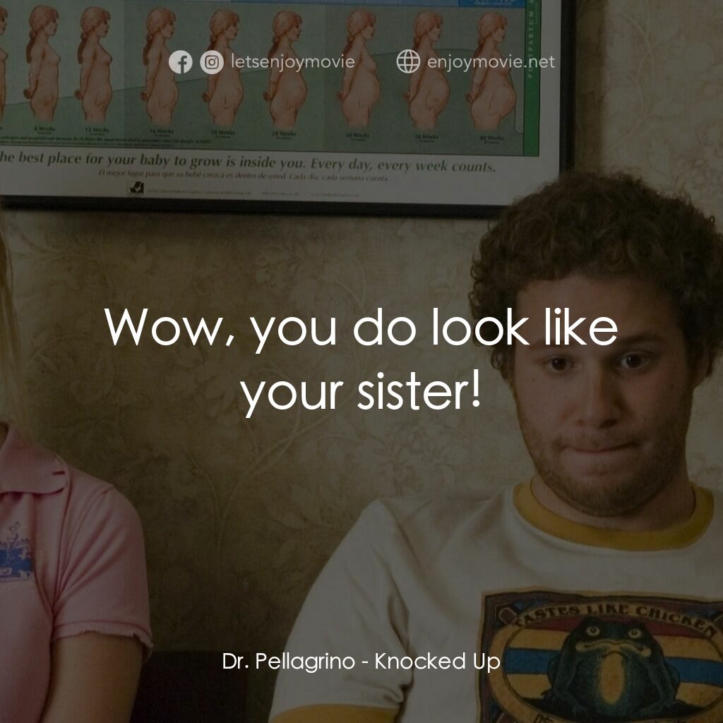 好孕臨門電影對白：Dr. Pellagrino:  Wow, you do look like your sister!