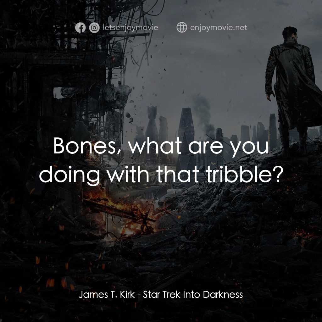 星際爭霸戰：闇黑無界電影對白：James T. Kirk: Bones, what are you doing with that tribble?