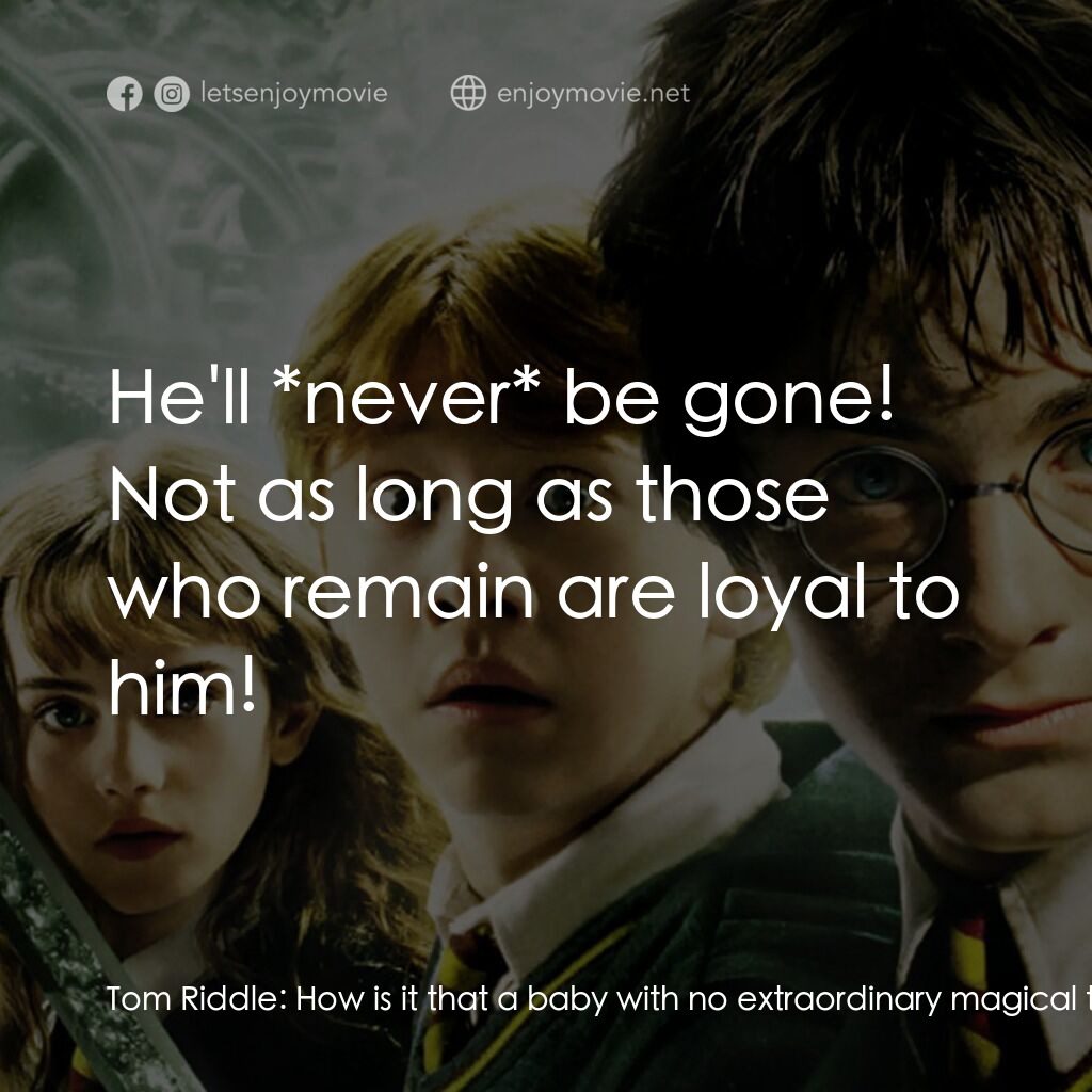 哈利波特：消失的密室電影對白：Tom Riddle:  How is it that a baby with no extraordinary magical talent was able 