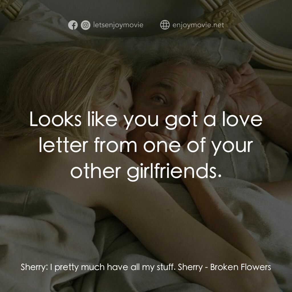 愛情，不用尋找電影對白：Sherry:  I pretty much have all my stuff. Sherry:  Looks like you got a love lett