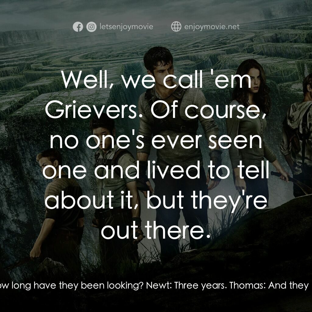 《移動迷宮》經典台詞：Newt:  Hell of a first day, Greenie. Here. Put som ...