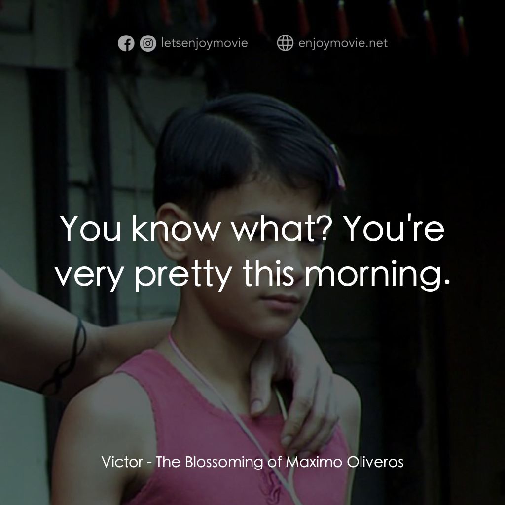 The Blossoming of Maximo Oliveros電影對白：Victor: You know what? You're very pretty this morning.