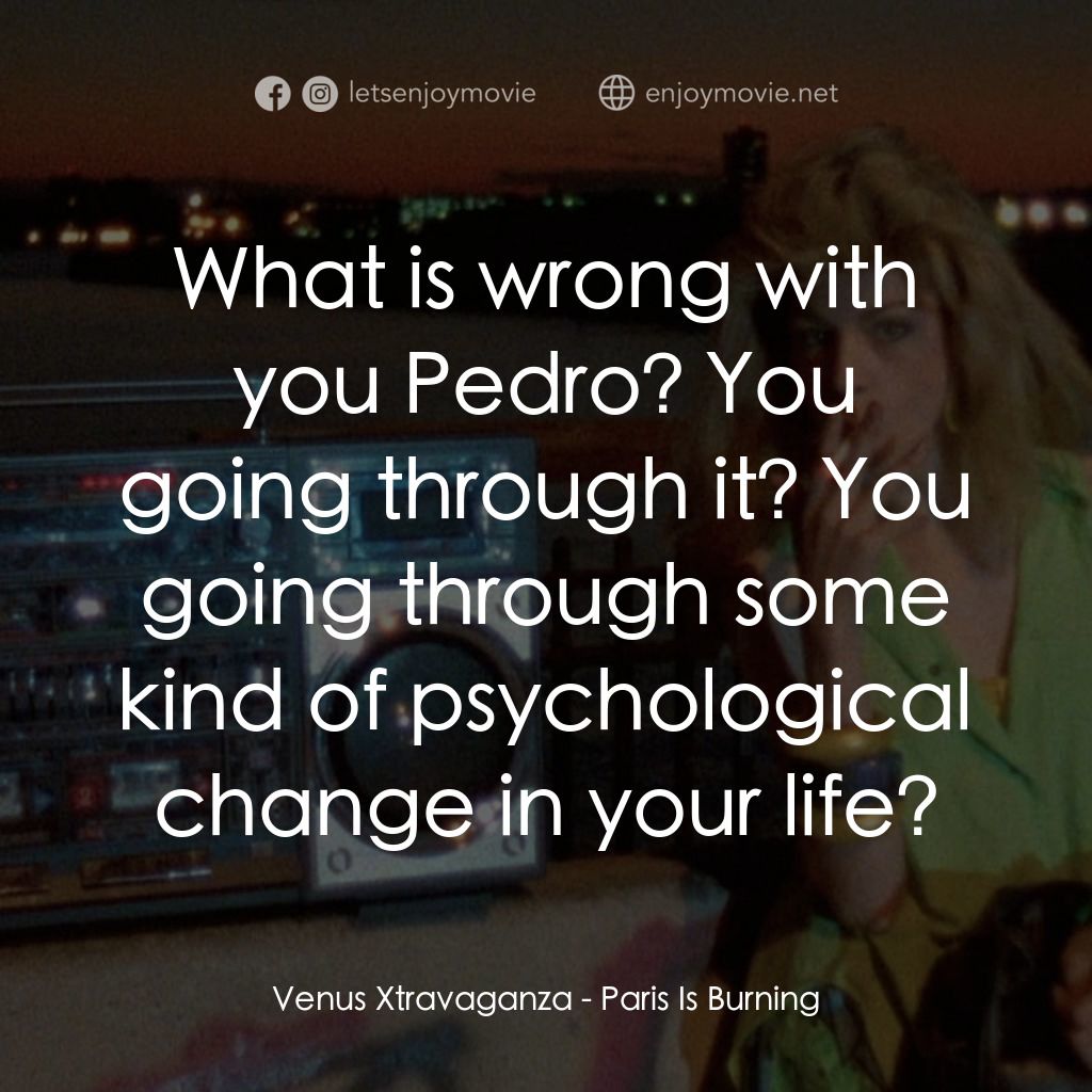 巴黎在燃燒經典對白：Venus Xtravaganza: What is wrong with you Pedro? You going through it? You going through some kind of