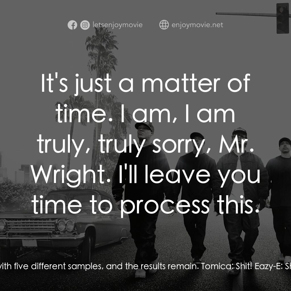 衝出康普頓電影對白：Tomica:  Aren't you gonna say something? What is it? A respiratory infection, pne