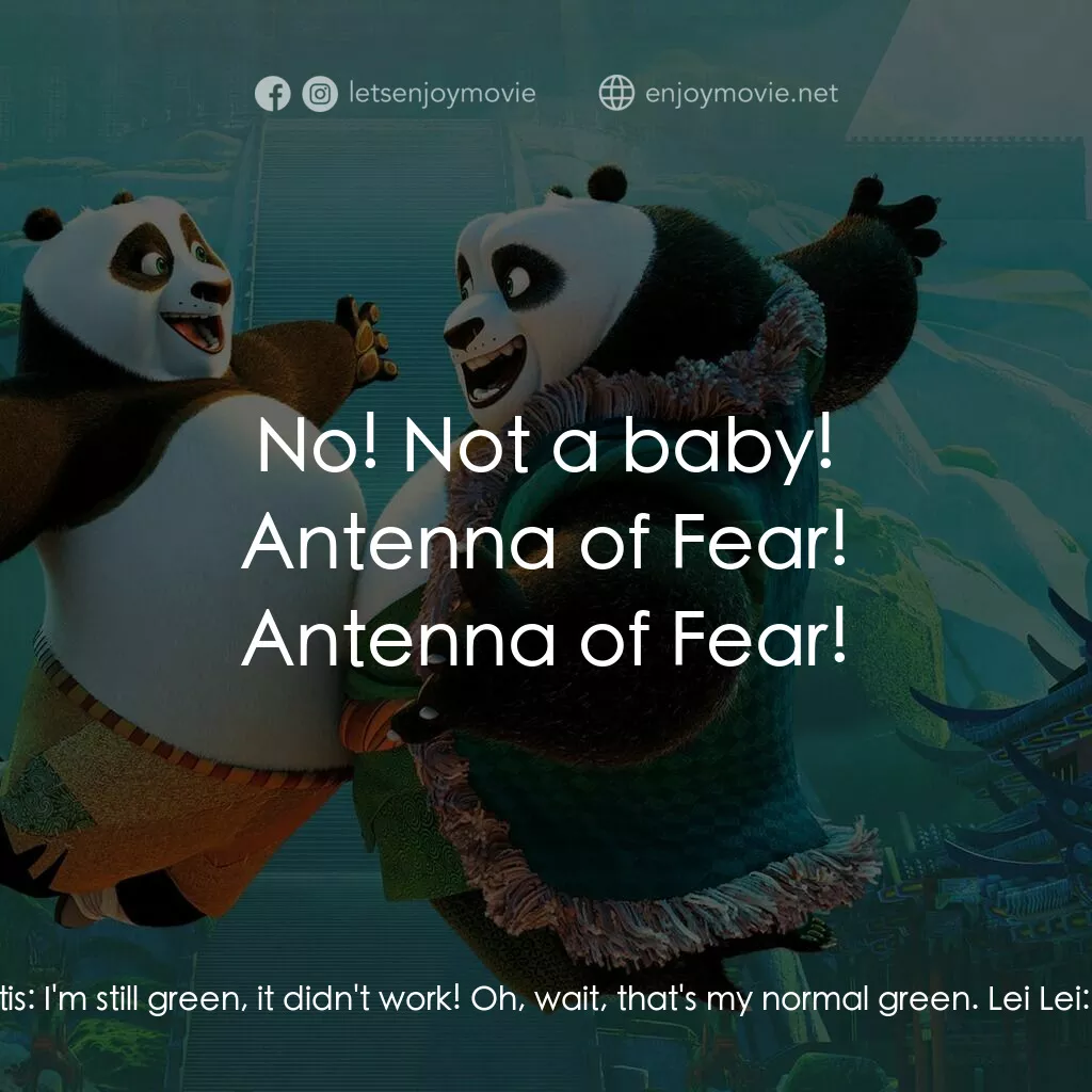 功夫熊貓 3電影對白：Viper:  We're back! Monkey:  Besties! Mantis:  I'm still green, it didn't work! O