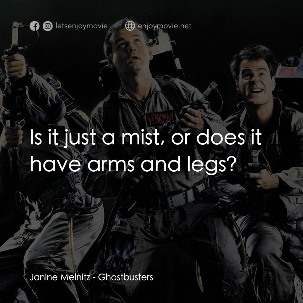 捉鬼敢死隊電影對白：Janine Melnitz: Is it just a mist, or does it have arms and legs?