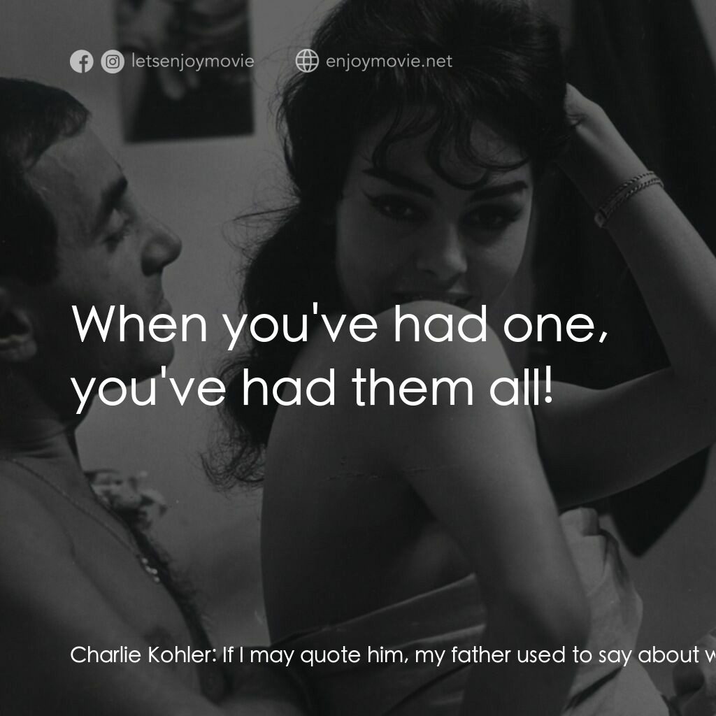 射殺鋼琴師電影對白：Charlie Kohler:  If I may quote him, my father used to say about women:  When you