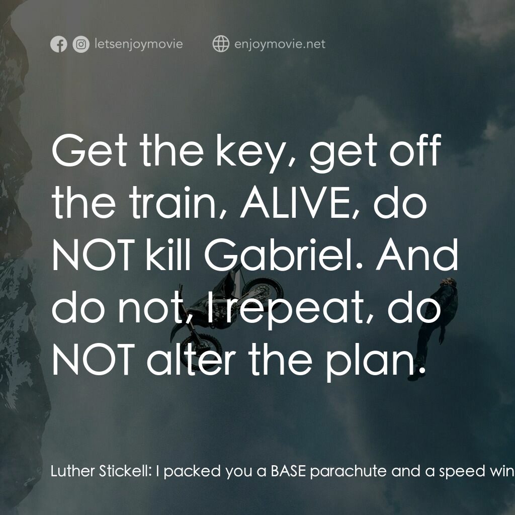 職業特工隊：死亡清算 上集電影對白：Luther Stickell:  I packed you a BASE parachute and a speed wing, depending on ho