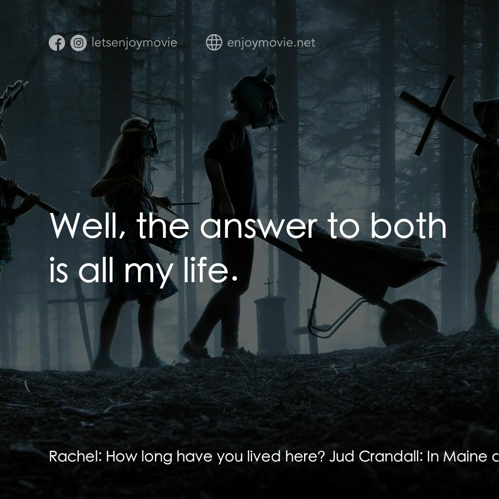 禁入墳場電影對白：Rachel:  How long have you lived here? Jud Crandall:  In Maine or in that old hou