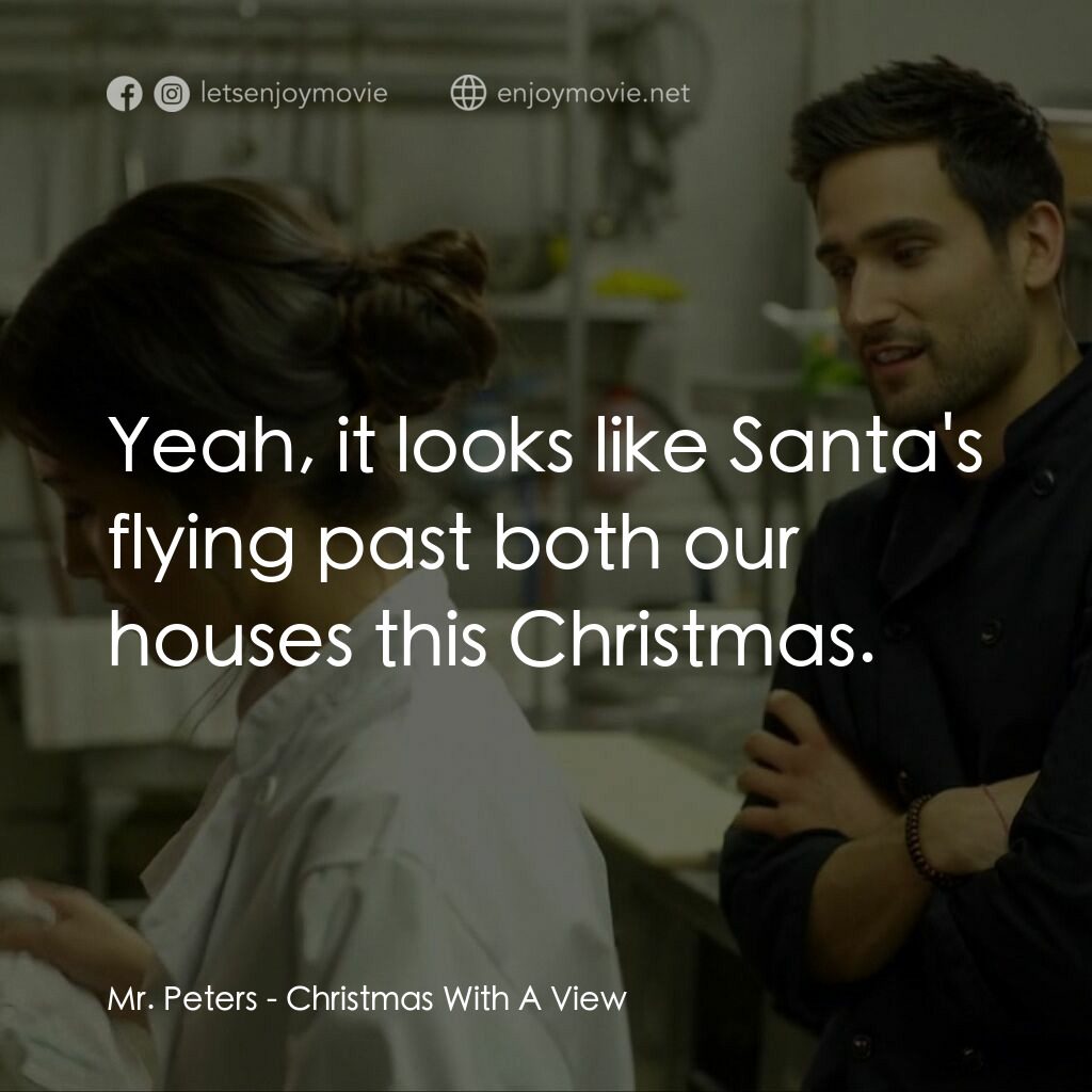 聖誕好風景電影對白：Mr. Peters:  Yeah, it looks like Santa's flying past both our houses this Christm