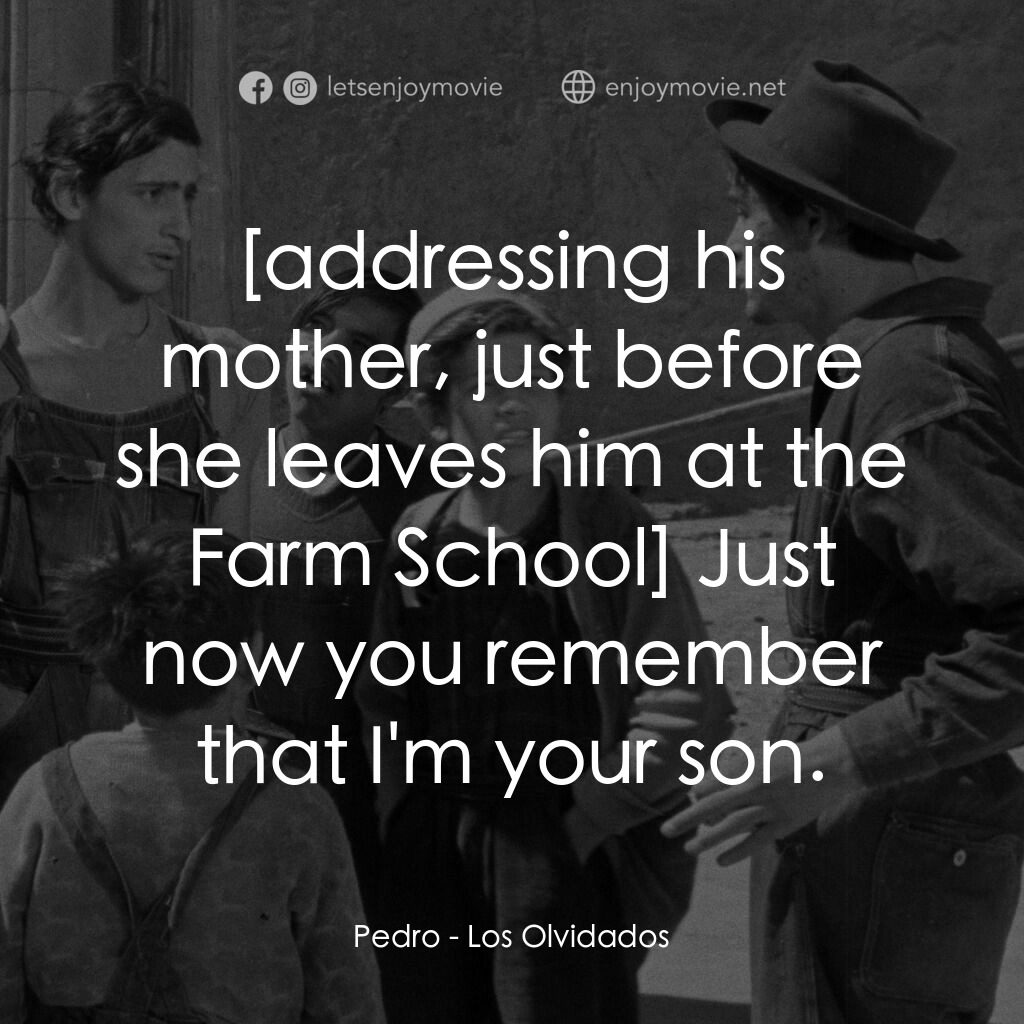 被遺忘的人電影對白：Pedro:  Just now you remember that I'm your son.