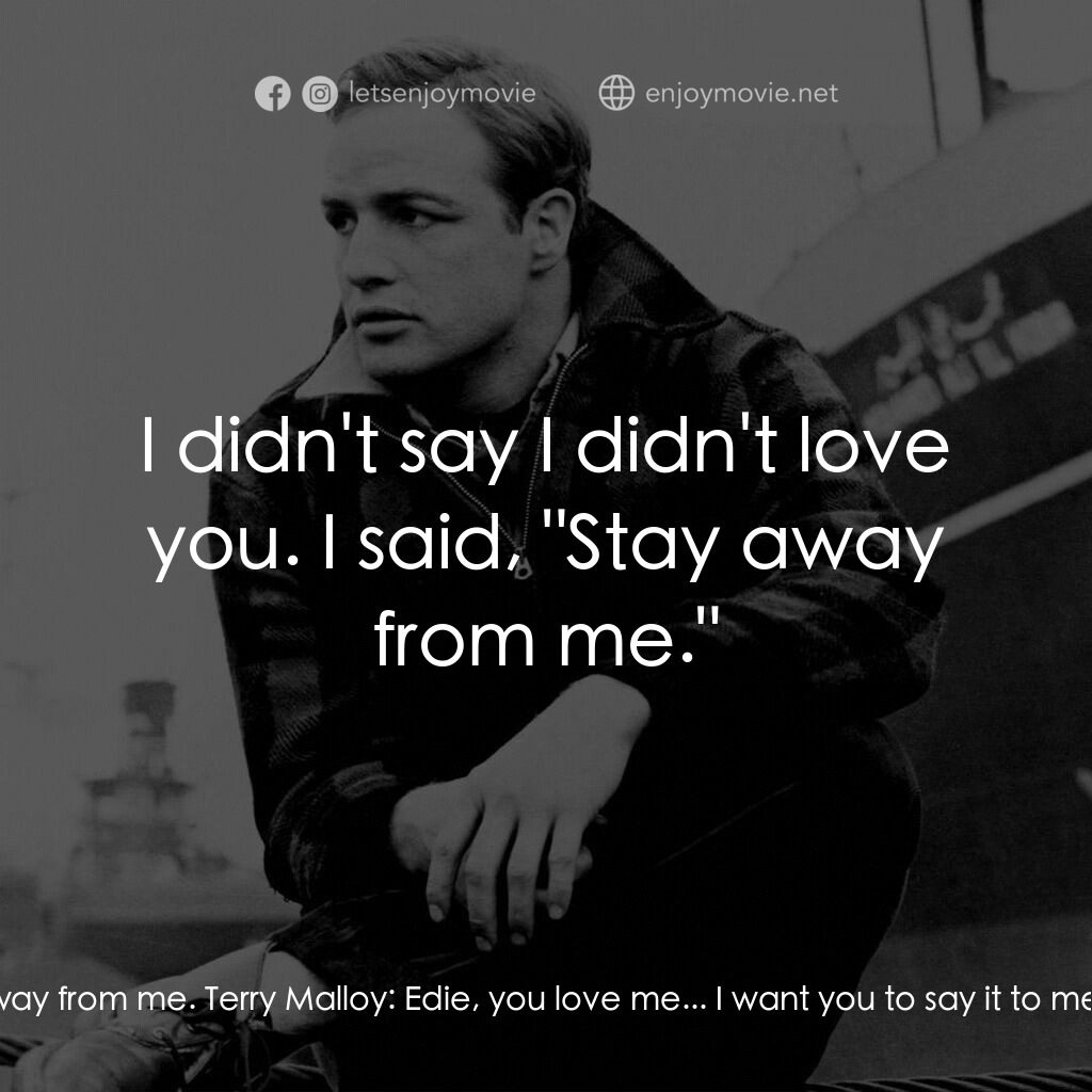 碼頭風雲電影對白：Edie Doyle:  I want you to stay away from me. Terry Malloy:  Edie, you love me...
