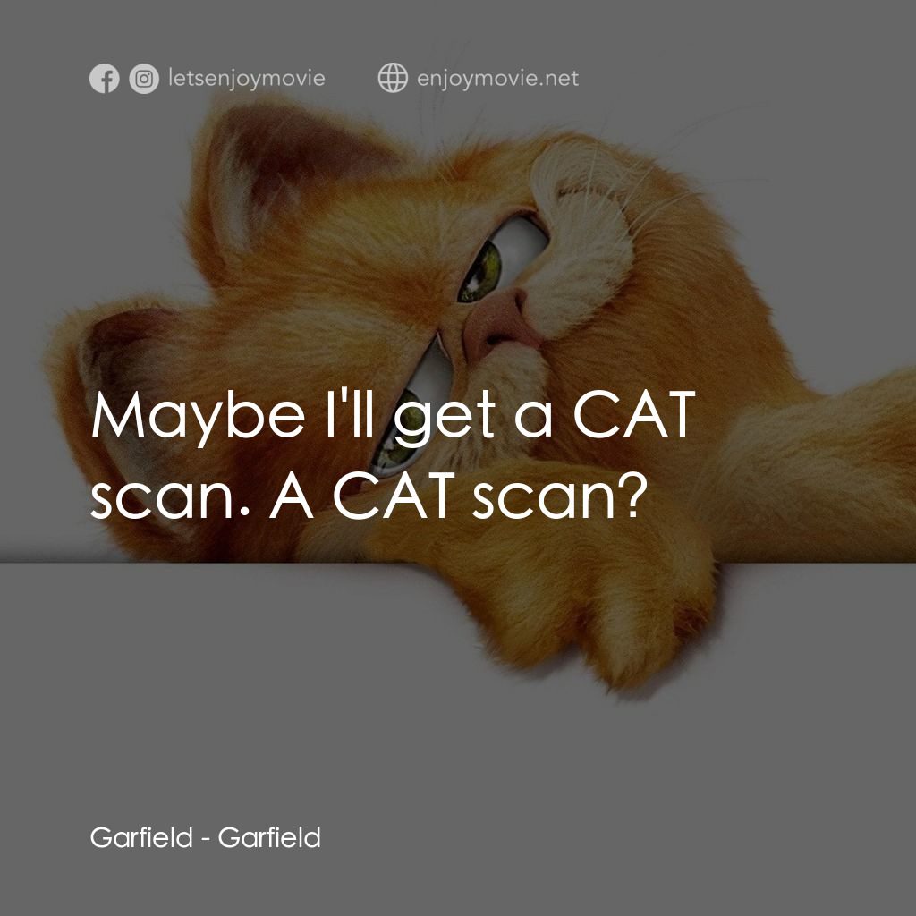 加菲貓電影對白：Garfield: Maybe I'll get a CAT scan. A CAT scan?