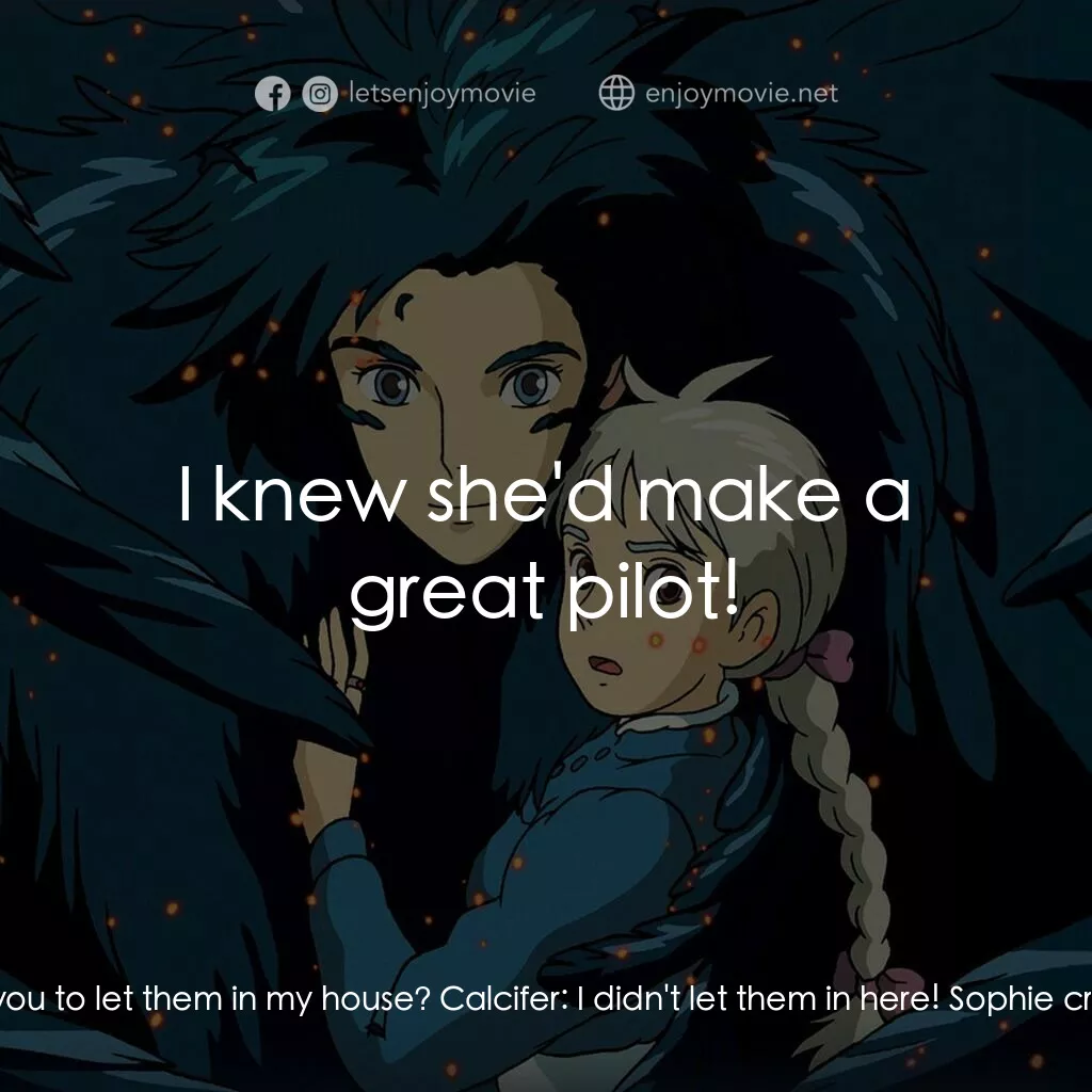 哈爾移動城堡電影對白：Howl:  The Witch of the Waste and Madame Suliman's dog at my table? What possesse