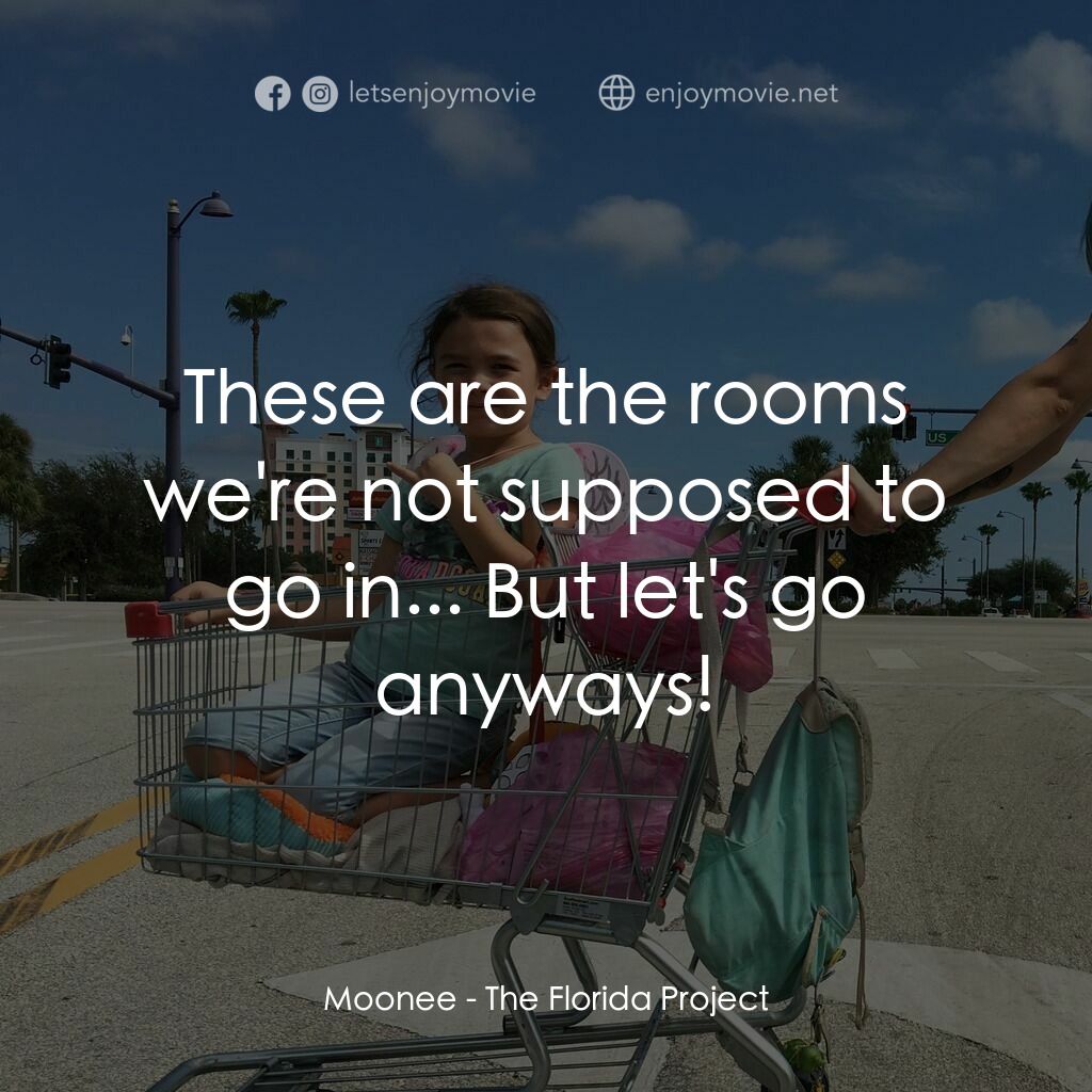 歡迎光臨夢幻樂園電影對白：Moonee:  These are the rooms we're not supposed to go in... But let's go anyways!