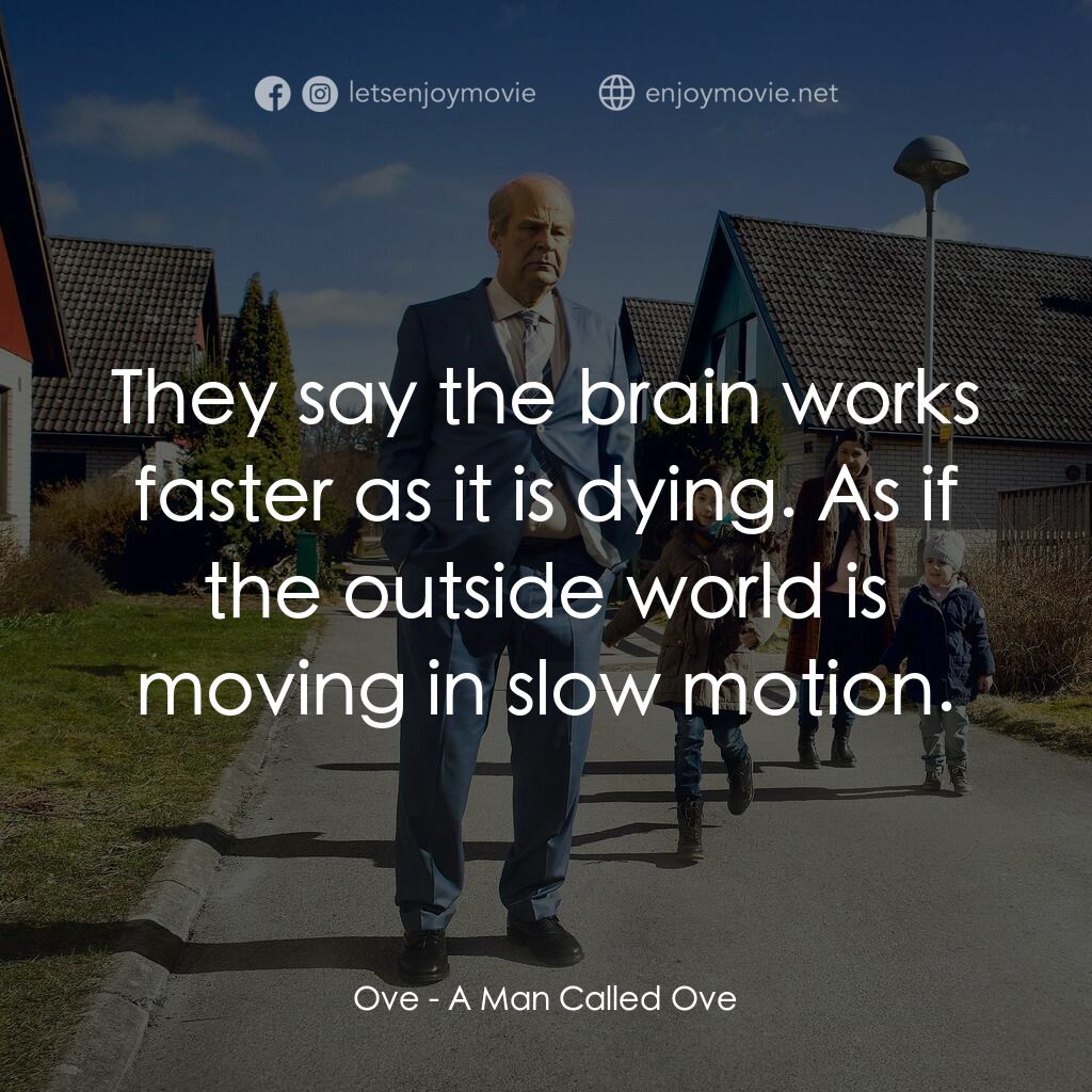 想死冇咁易電影對白：Ove:  They say the brain works faster as it is dying. As if the outside world is 