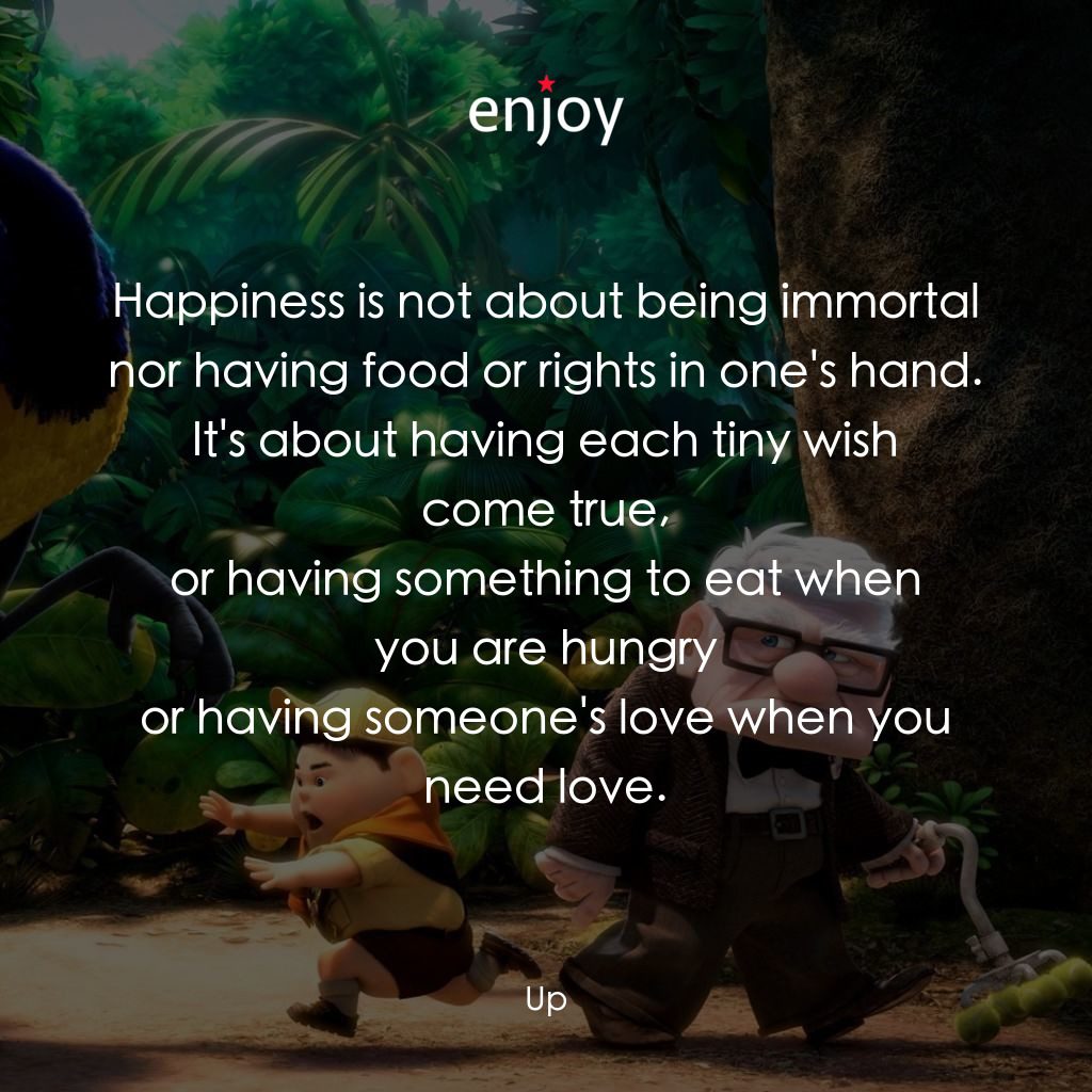 沖天救兵電影對白：Happiness is not about being immortal nor having food or rights in one's hand.
It