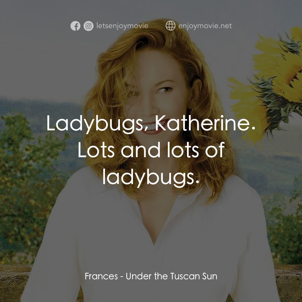 好想有嫁期電影對白：Frances: Ladybugs, Katherine. Lots and lots of ladybugs.