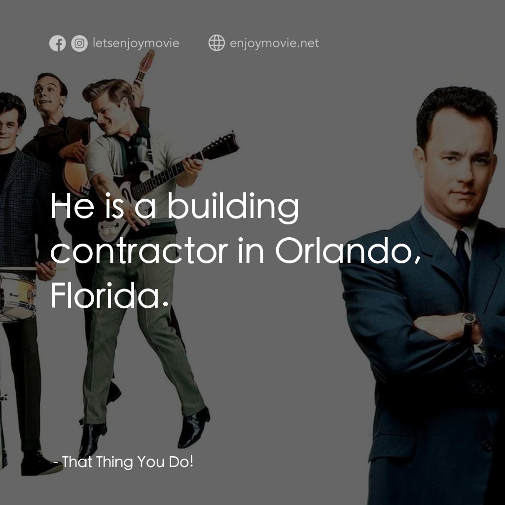 那一天傳奇電影對白：: He is a building contractor in Orlando, Florida.