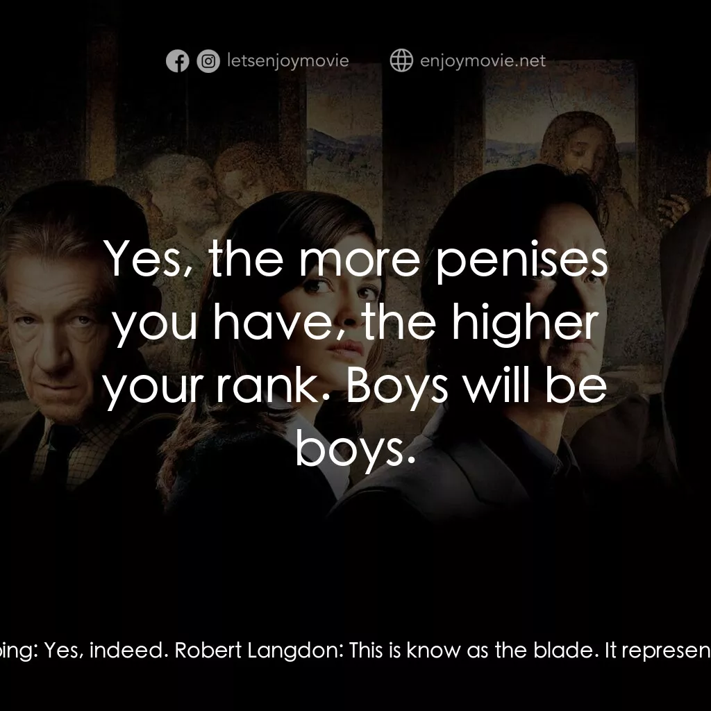 達文西密碼電影對白：Robert Langdon:  This is the original icon for male. It's a rudimentary phallus. 