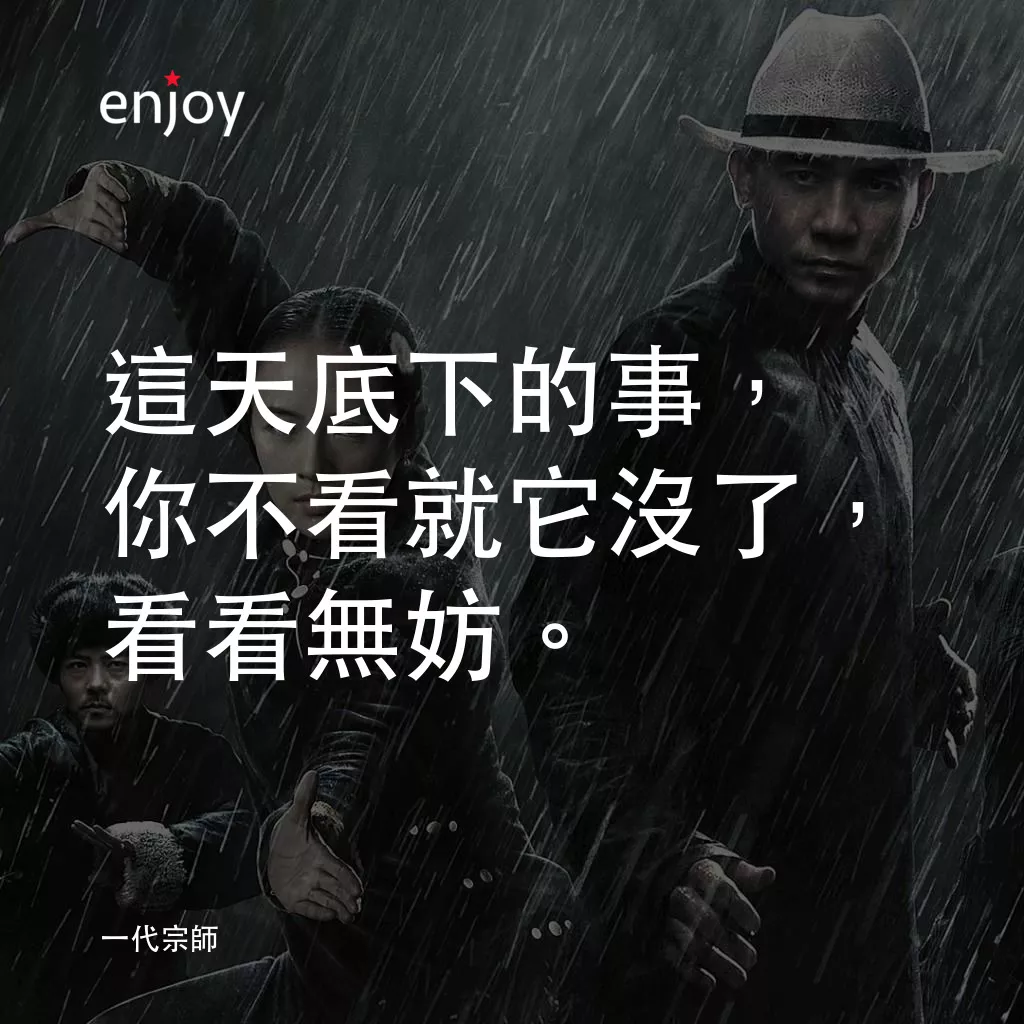 一代宗師電影對白：這天底下的事，你不看就它沒了，看看無妨。