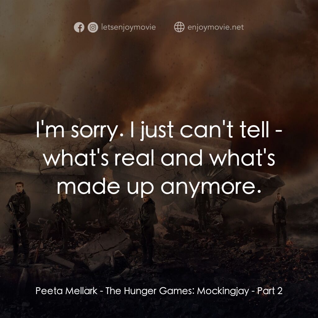 《飢餓遊戲：自由幻夢終結戰》經典台詞：Peeta Mellark:  I'm sorry. I just can't te ...