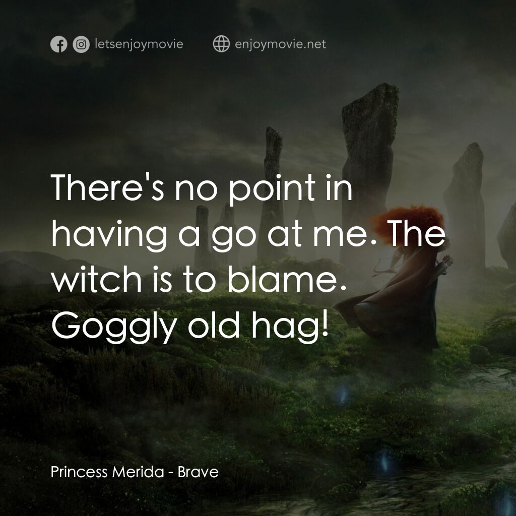 勇敢傳說電影對白：Princess Merida:  There's no point in having a go at me. The witch is to blame. G