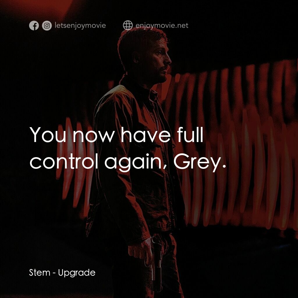 超能復仇電影對白：Stem:  You now have full control again, Grey.
