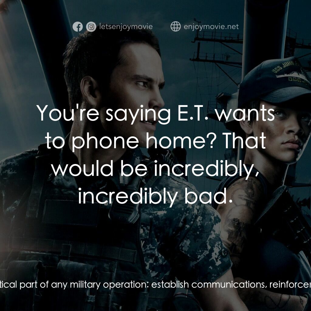 超級戰艦電影對白：Lieutenant Colonel Mick Canales:  The most critical part of any military operatio