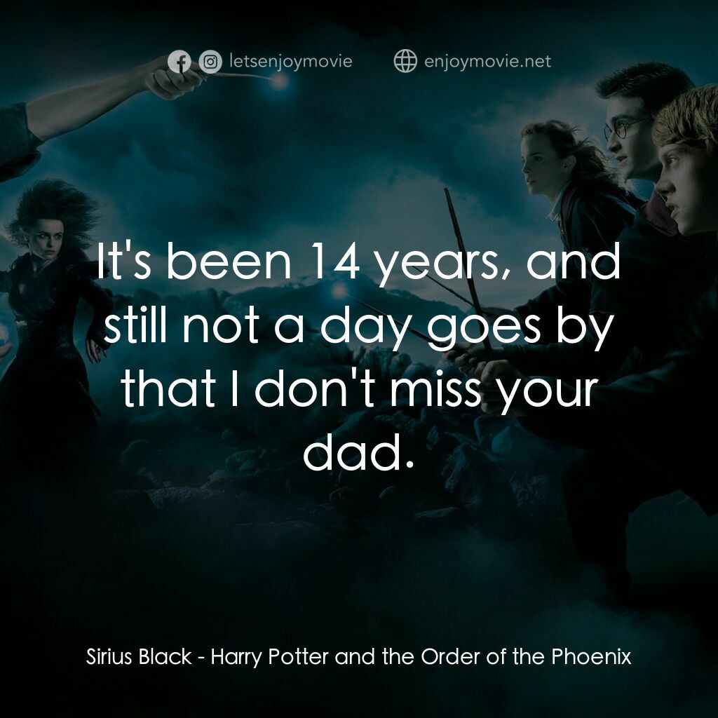 哈利波特：鳳凰會的密令電影對白：Sirius Black:  It's been 14 years, and still not a day goes by that I don't miss 