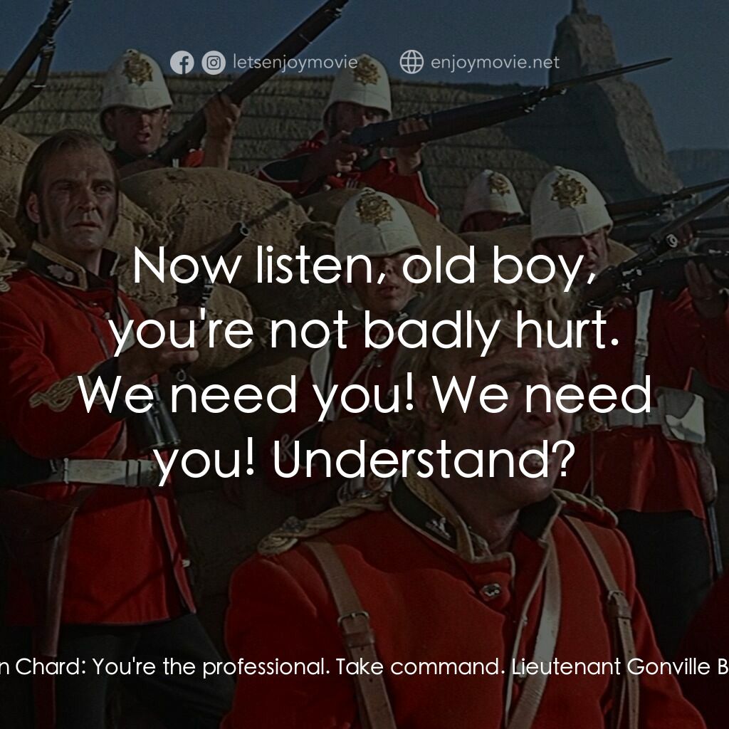 祖魯戰士電影對白：Lieutenant John Chard:  You're the professional. Take command. Lieutenant Gonvill