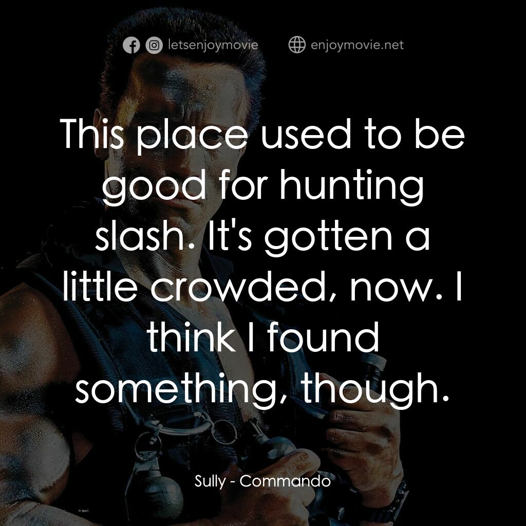 獨闖龍潭電影對白：Sully:  This place used to be good for hunting slash. It's gotten a little crowde
