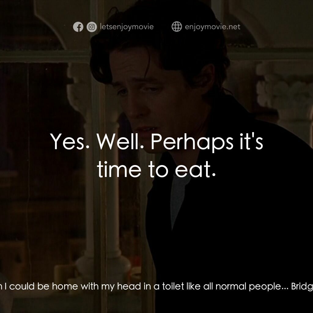 BJ 單身日記電影對白：Bridget:  Are you staying at your parents for New Years? Mark Darcy:  Yes. You? B