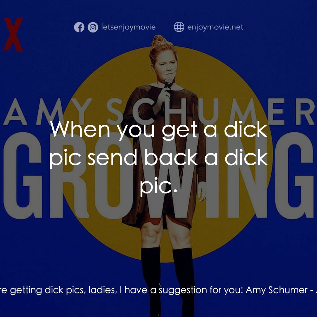 《Amy Schumer：大個咗》經典台詞：Amy Schumer:  ...if you're getting dick pics,  ...