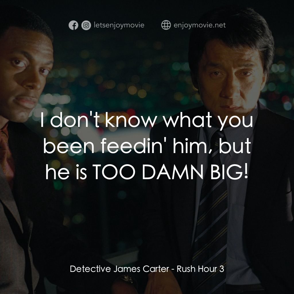 尖峰時刻 3電影對白：Detective James Carter: I don't know what you been feedin' him, but he is TOO DAM